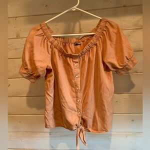 Noisy May | Peach Off The Shoulder Front Tie Top